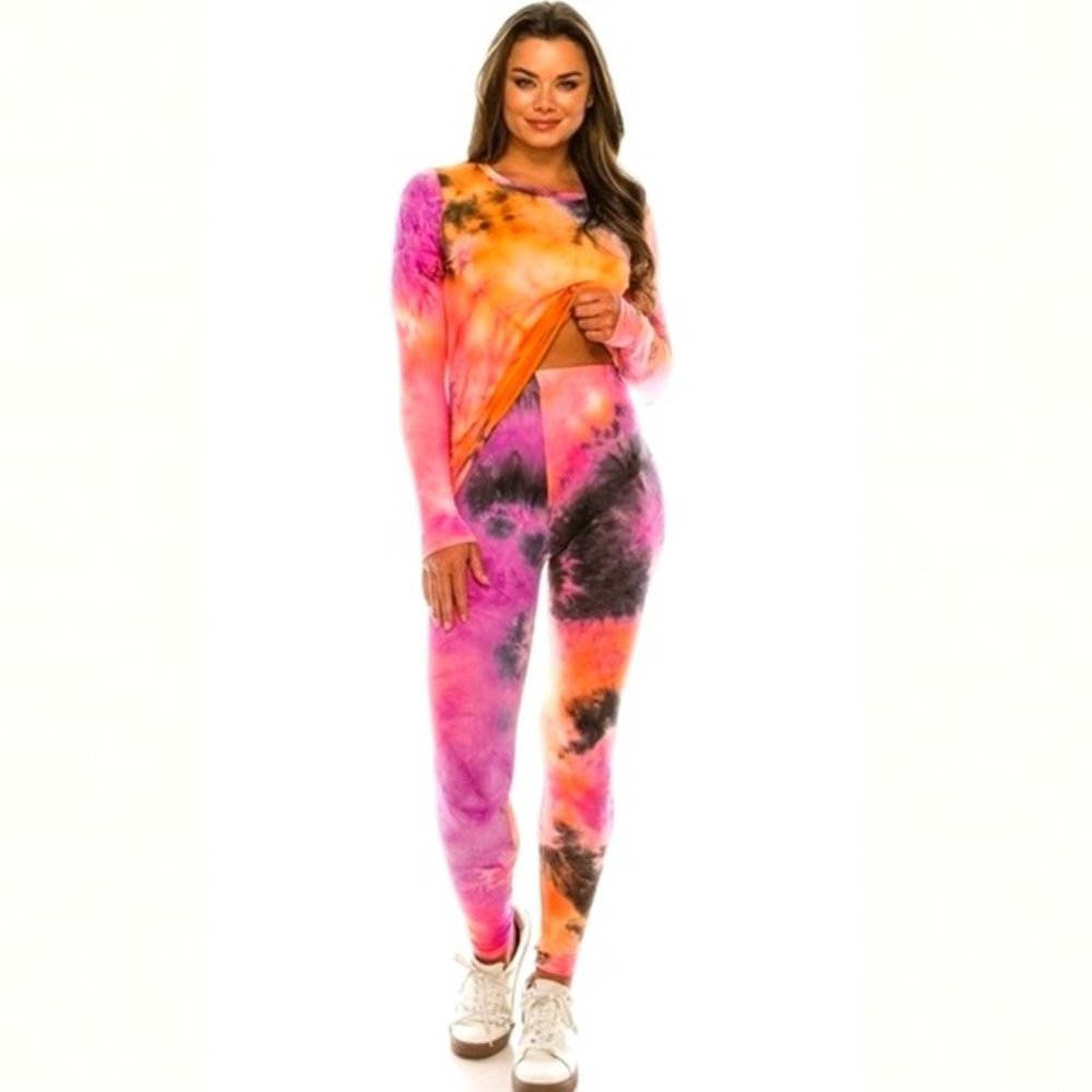 Pink Orange Black Tie Dye Pants set